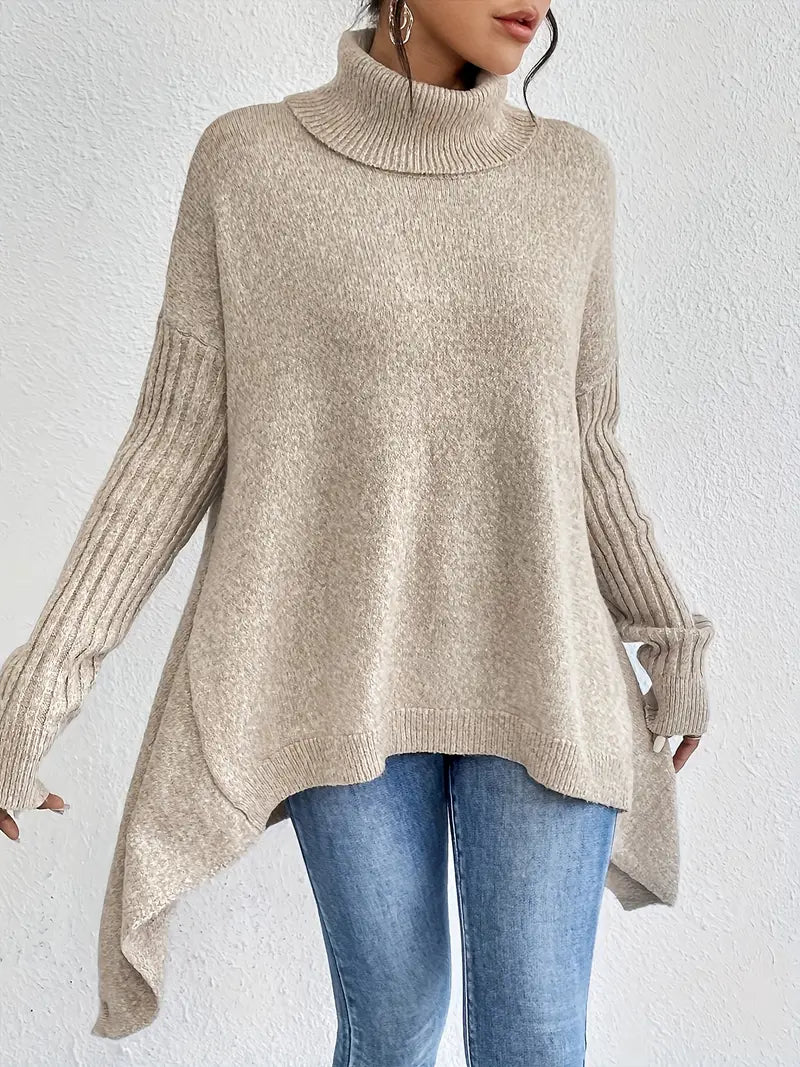 Lorena – Casual Trui Met Lange Mouwen En Hoge Kraag