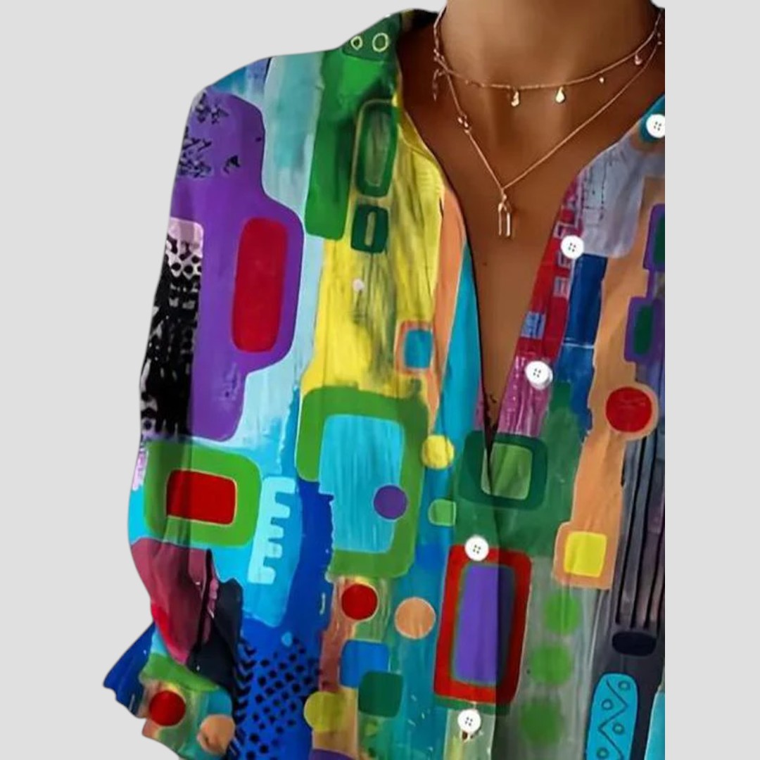 Edna™ Elegante Blouse met Geometrisch Patroon