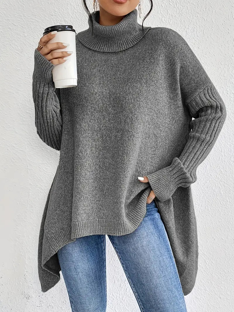 Lorena – Casual Trui Met Lange Mouwen En Hoge Kraag