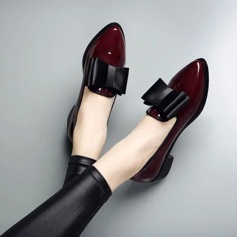 Versailles leren loafers met strik