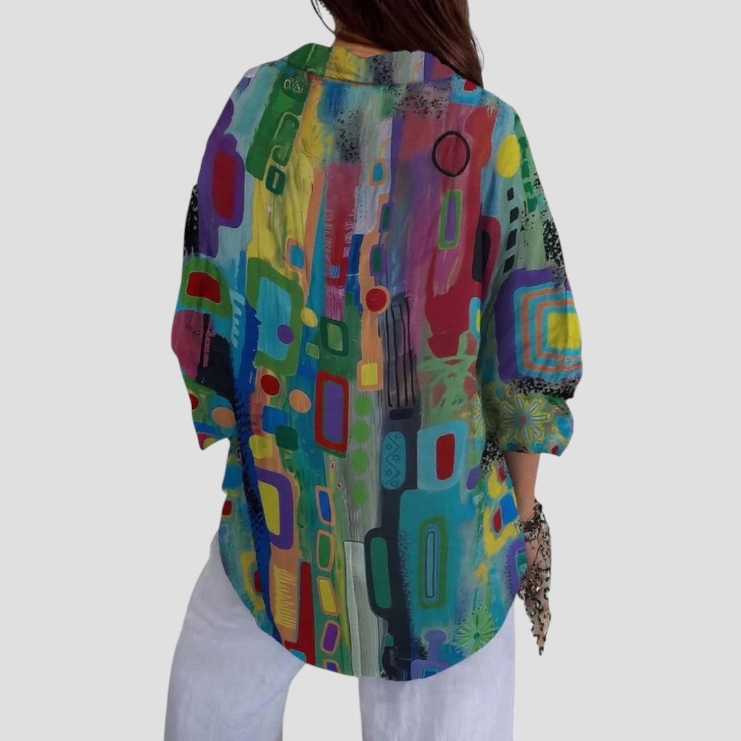 Edna™ Elegante Blouse met Geometrisch Patroon