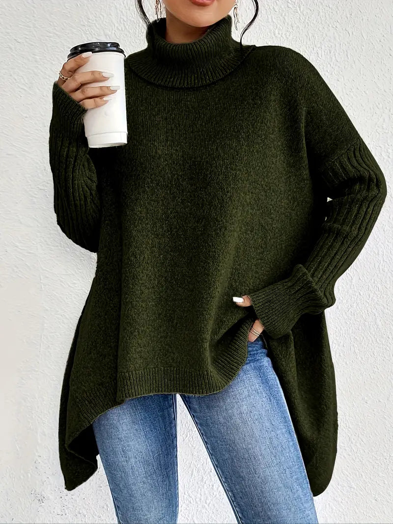 Lorena – Casual Trui Met Lange Mouwen En Hoge Kraag