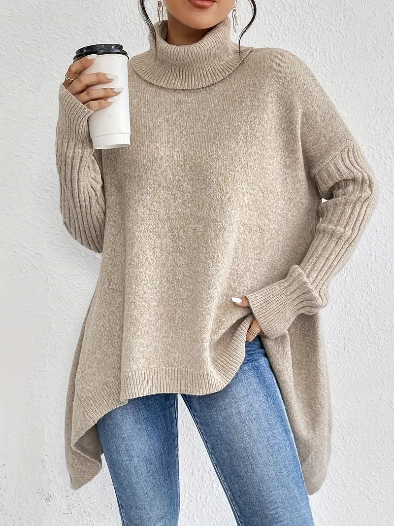 Lorena – Casual Trui Met Lange Mouwen En Hoge Kraag