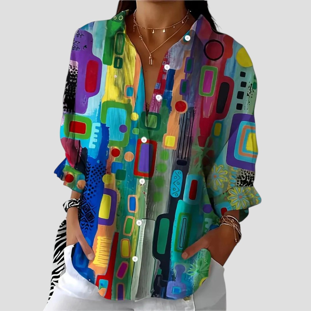 Edna™ Elegante Blouse met Geometrisch Patroon