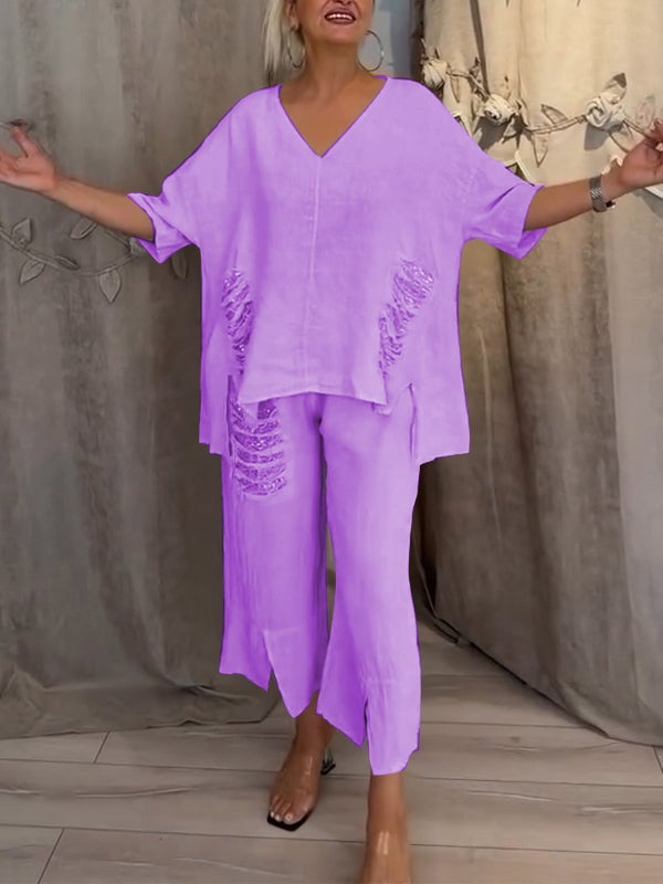 WIT | Tweedelige zomeroutfit met moeiteloze elegantie en vloeiend comfort voor zonnige dagen