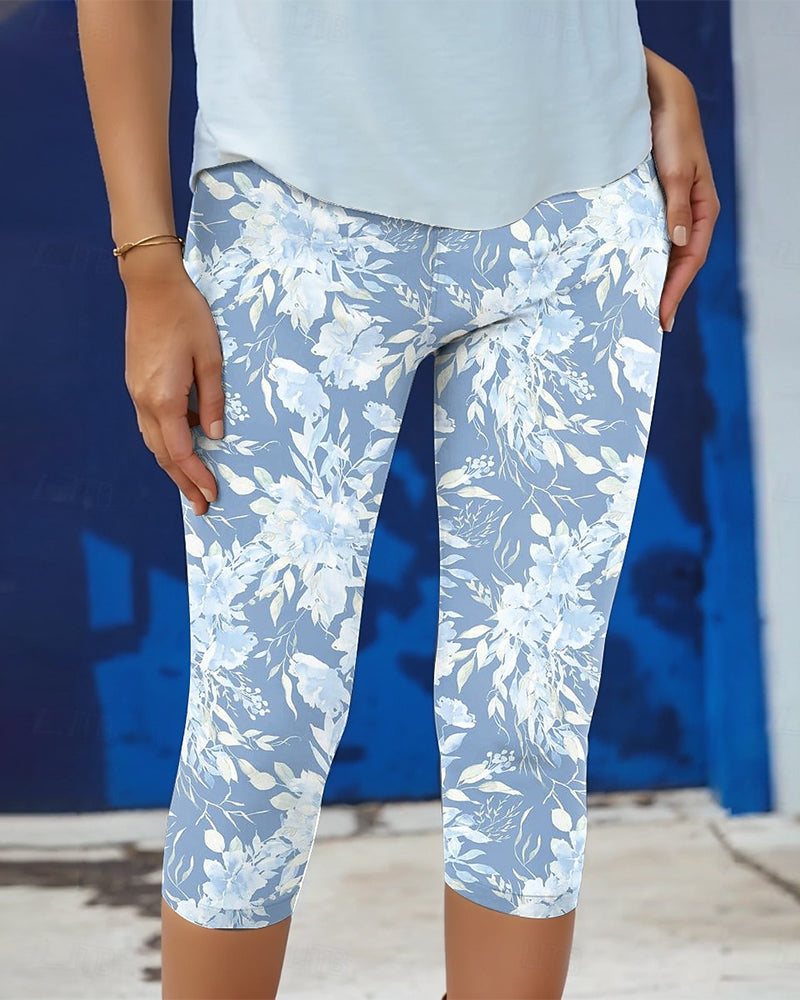 Broek Stretch Casual Bedrukt Cropped