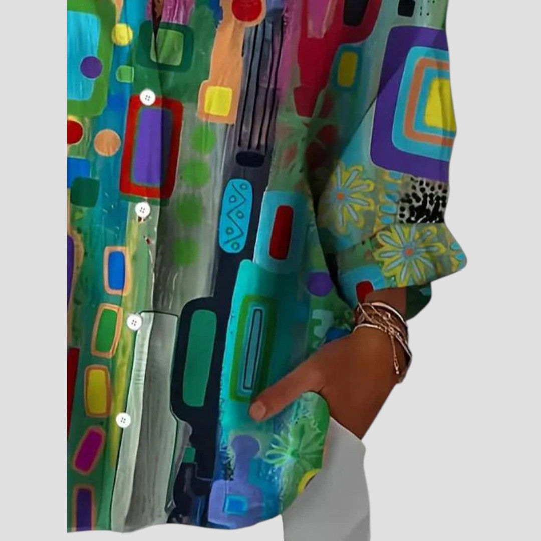 Edna™ Elegante Blouse met Geometrisch Patroon
