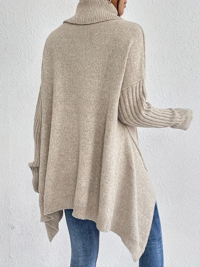 Lorena – Casual Trui Met Lange Mouwen En Hoge Kraag