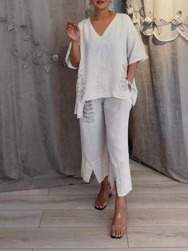 WIT | Tweedelige zomeroutfit met moeiteloze elegantie en vloeiend comfort voor zonnige dagen
