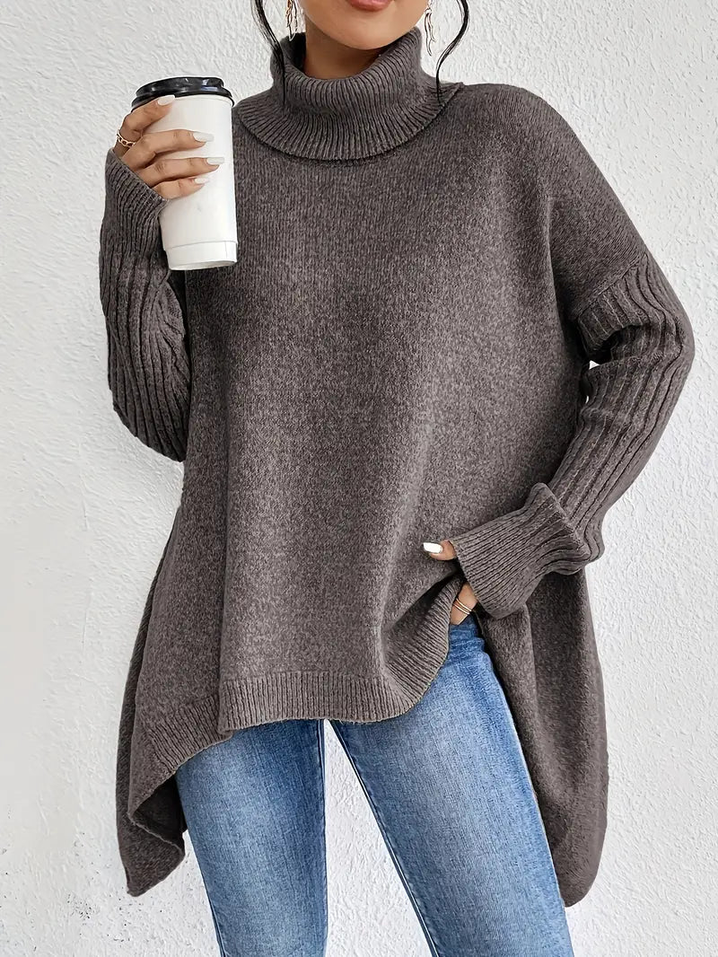 Lorena – Casual Trui Met Lange Mouwen En Hoge Kraag