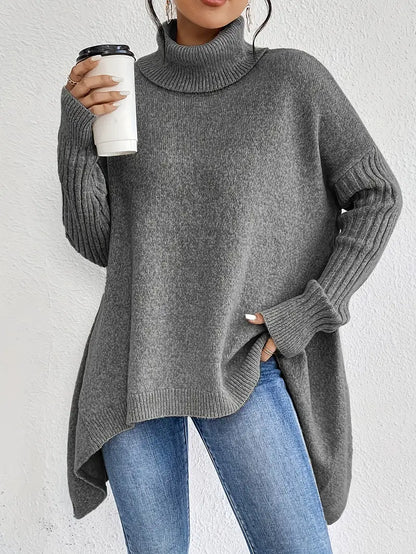 Lorena – Casual Trui Met Lange Mouwen En Hoge Kraag