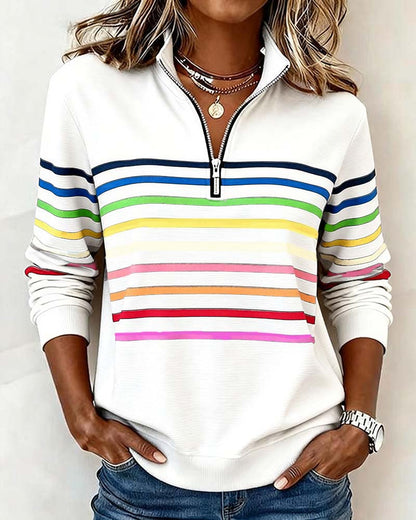 Marélle | Half-zip sweater met regenboogaccent