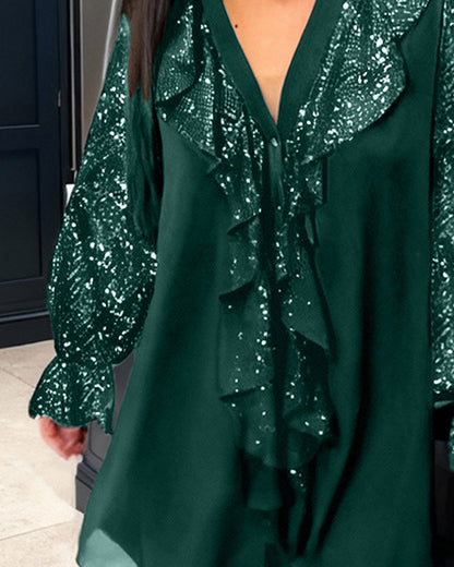 Effen Kleur Wijde Blouses Met Ruches