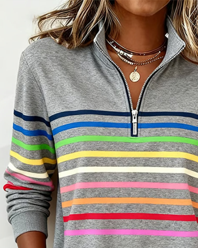 Marélle | Half-zip sweater met regenboogaccent