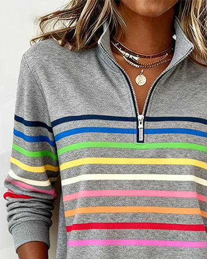 Marélle | Half-zip sweater met regenboogaccent