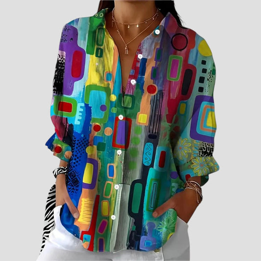 Edna™ Elegante Blouse met Geometrisch Patroon