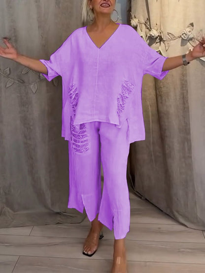 WIT | Tweedelige zomeroutfit met moeiteloze elegantie en vloeiend comfort voor zonnige dagen
