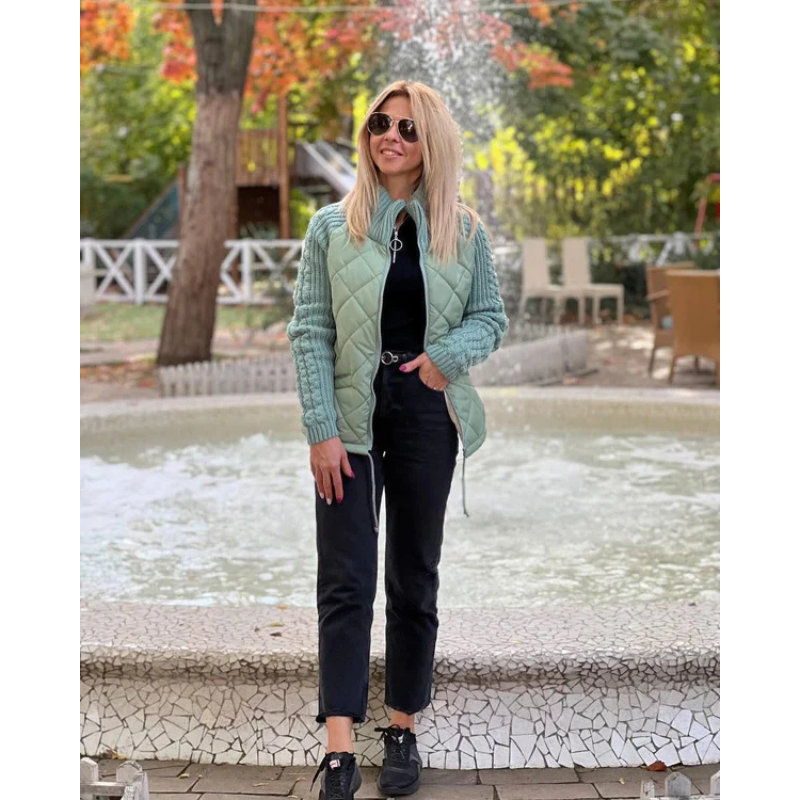 Avelin™ | Gebreid Damesjack met Rits | Gewatteerd