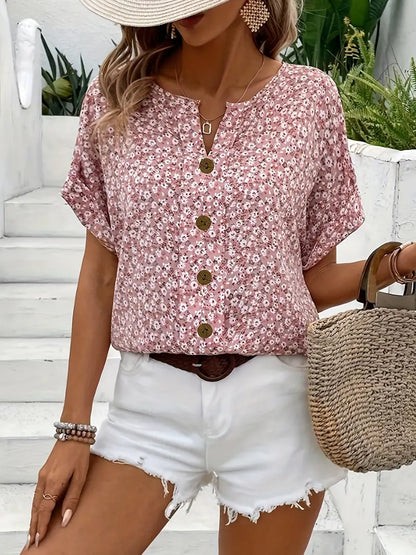 Klassieke zomerblouse met bloemenprint voor dames