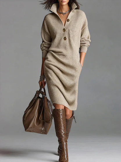 Velisse™ | Chique geribde midi jurk