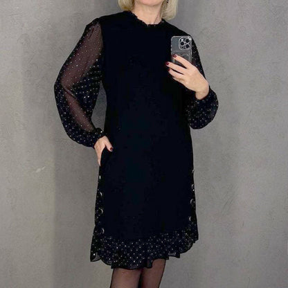 VanHolsen™ | Elegante Jurk met Kristallen en Ronde Hals