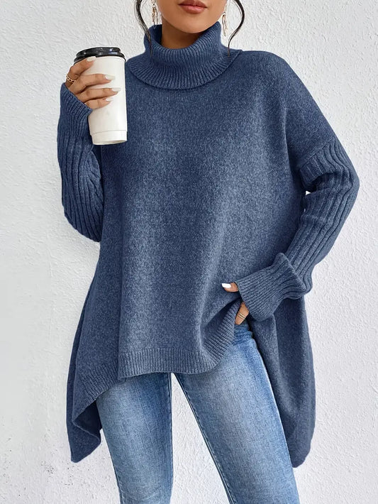 Lorena – Casual Trui Met Lange Mouwen En Hoge Kraag