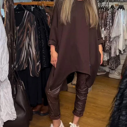 Isabelle™ – Losse Top & Effen Broek Tweedelige Set