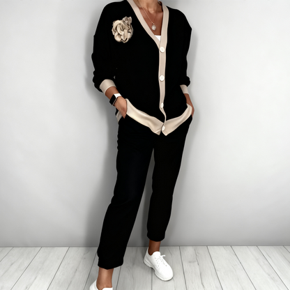 Laura™ – 2-delige Set met V-hals Top en Hoge Taille Broek